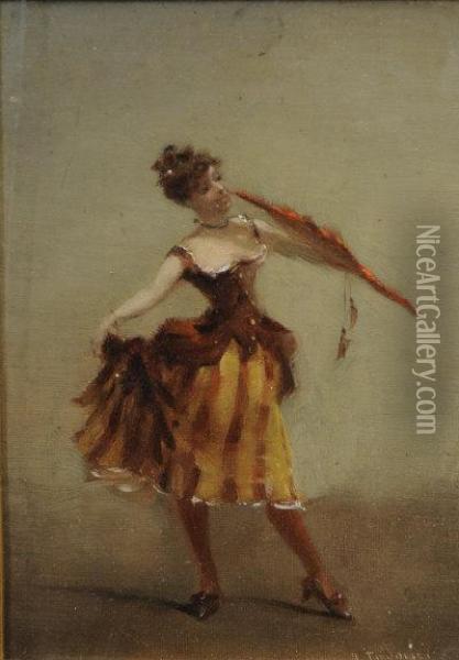 Dancer With A Fan Oil Painting - Albert Ludovici