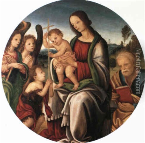 Madonna Mit Christus Und Johannesknabe Oil Painting - Filippo (Filippino) Lippi