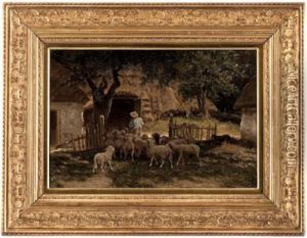 Heimtrieb Der Schafe Oil Painting - Auguste Bonheur