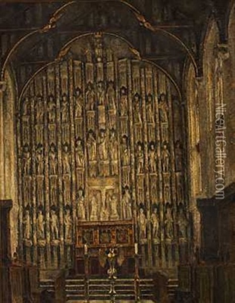 All Souls Chapel, Oxford Oil Painting - Svend Hammershoi