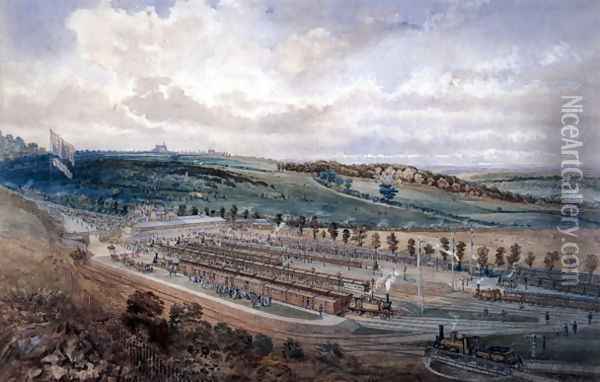 Epsom Station on Derby Day, 1878 Oil Painting - P.R. Perry