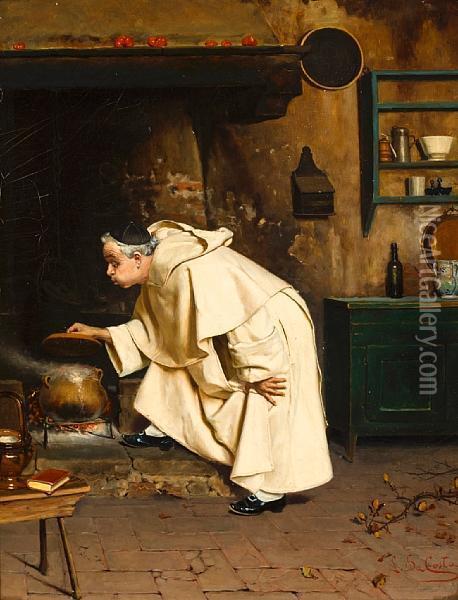 Preparing The Evening Meal Oil Painting - Luigi Da Costa