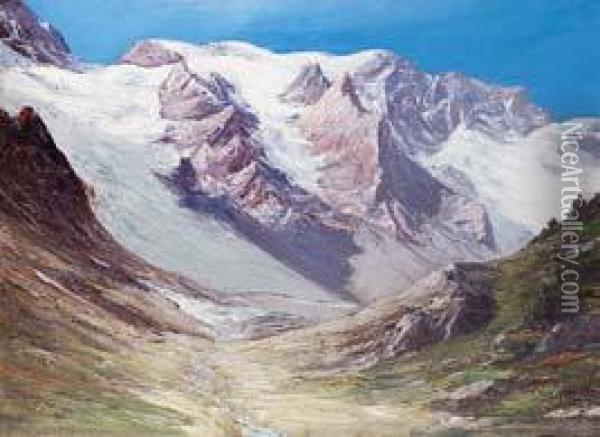 Paysage De Montagne Aux Enfetchores Dans Les Alpes Oil Painting - Emile Veron