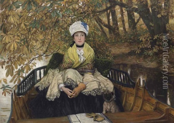 Waiting (also Known As In The Shallows) Oil Painting - James Jacques Joseph Tissot