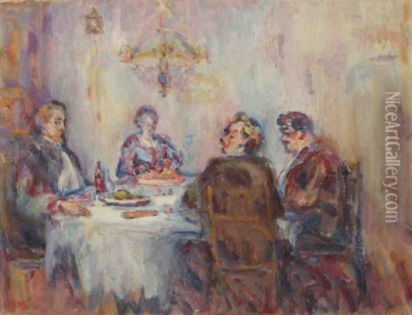 Le Diner De Famille Oil Painting - Paul Kron