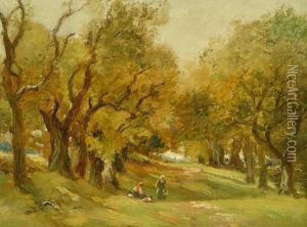 Figures In A Woodland Glade Oil Painting - William Manners