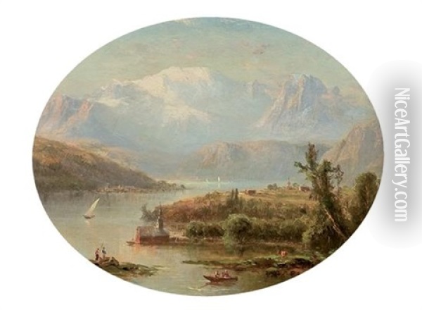 Lake Thun, The Jungfrau Oil Painting - Regis Francois Gignoux
