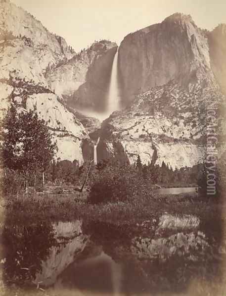 Yosemite Falls, USA, 1861-75 Oil Painting - Carleton Emmons Watkins