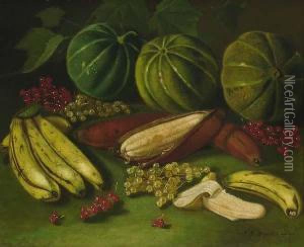 Still Life With Fruit Oil Painting - Thomas Sedgewick Steele