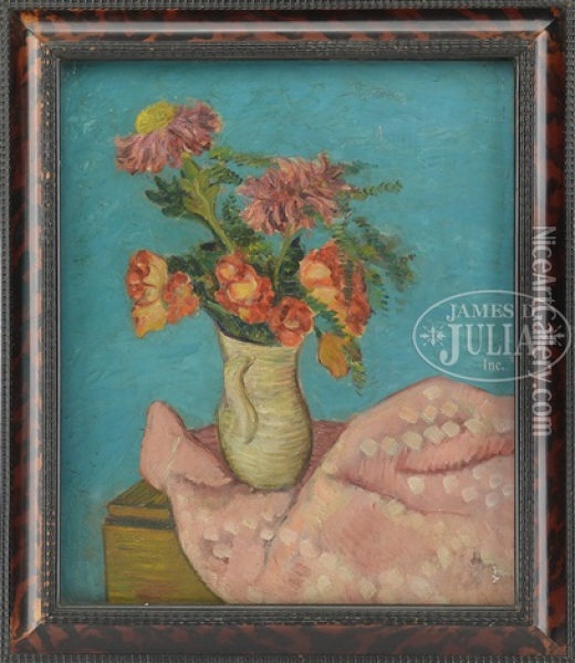 Flowers In A Pitcher Oil Painting - Simkha Simkhovitch