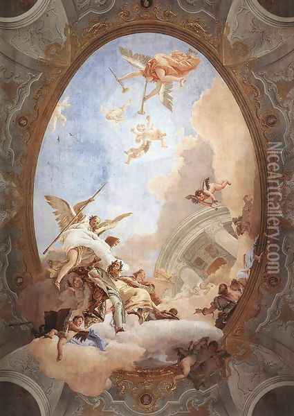 Allegory of Merit Accompanied by Nobility and Virtue Oil Painting - Giovanni Battista Tiepolo