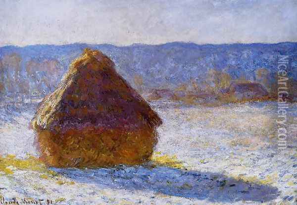 Grainstack In The Morning Snow Effect Oil Painting - Claude Oscar Monet