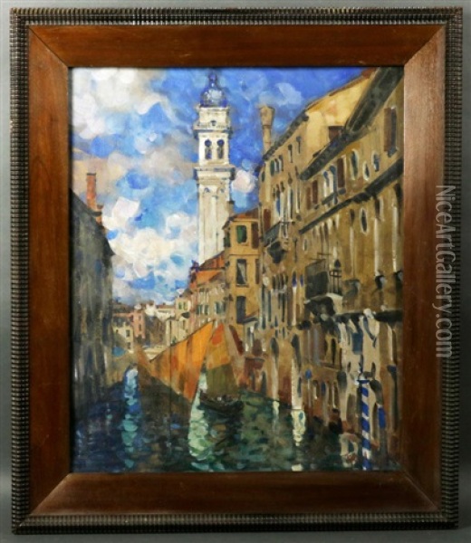 Venice Canal Oil Painting - Konstantin Ivanovich Gorbatov
