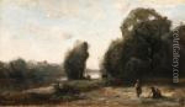 Prairie Au Bord D'une Rivire Oil Painting - Jean-Baptiste-Camille Corot
