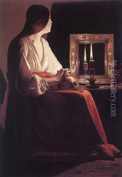The Penitent Magdalen 1638-43 Oil Painting - Georges de La Tour