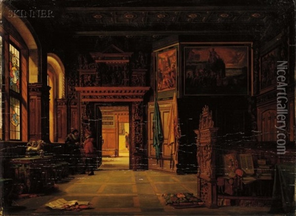 Baroque Interior Scene Oil Painting - Heinrich Anton Heger