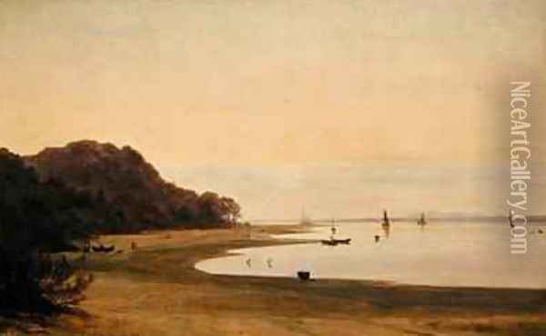 The shore of the Elbe Oil Painting - Marcus Johann Haeselich