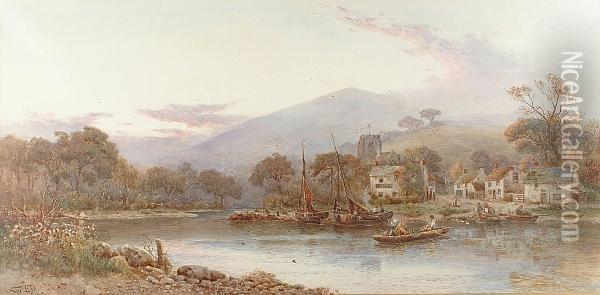 Rowing On A Meandering River Oil Painting - Walker Stuart Lloyd
