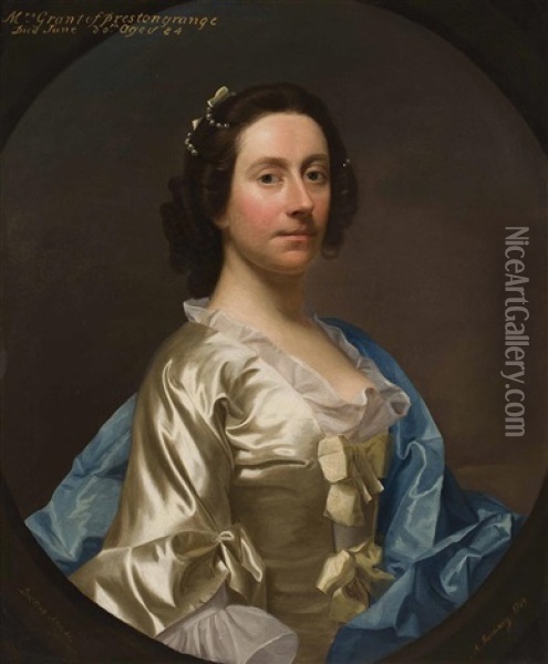 Half Length Portrait Of Lady Grizell Prestongrange Oil Painting - Allan Ramsay
