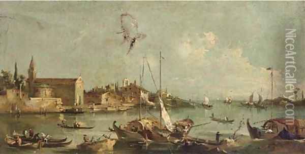 A capriccio of a Venetian lagoon Oil Painting - Francesco Guardi