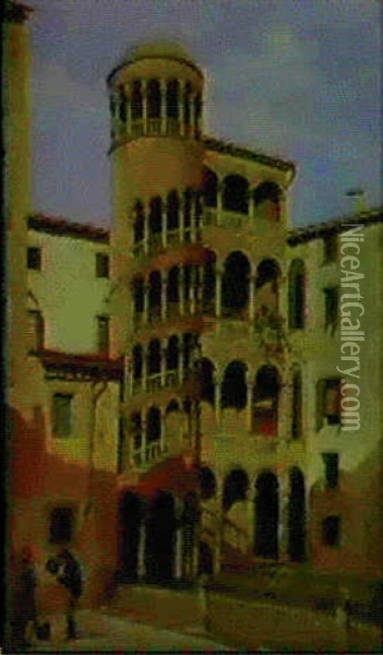 The Scala Del Bovolo, Venice Oil Painting - Antonietta Brandeis