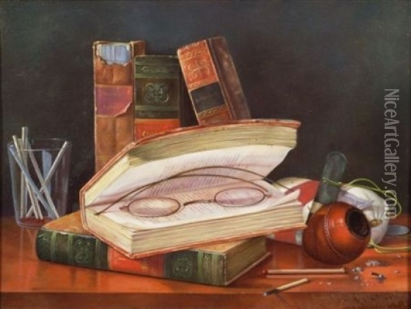 Still Life With Books Oil Painting - Claude Raguet Hirst