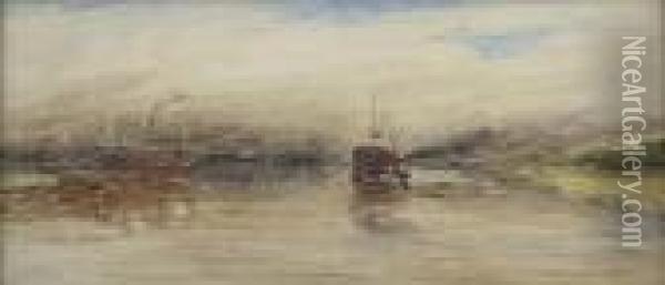 On The Clyde Oil Painting - Samuel Bough