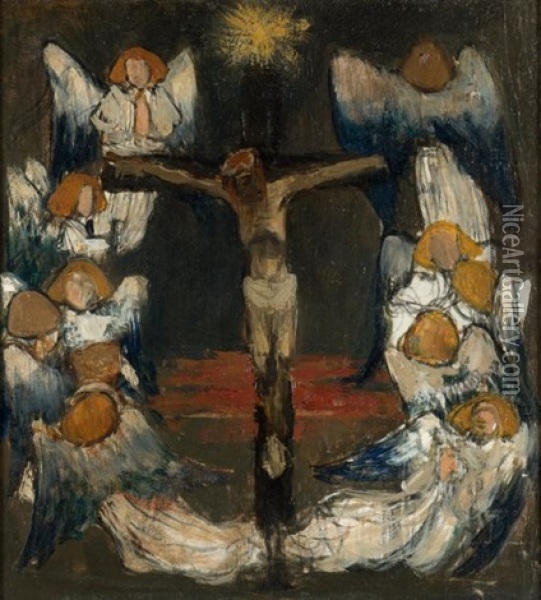 Le Christ Et Les Anges, 1894 Oil Painting - Henri Evenepoel