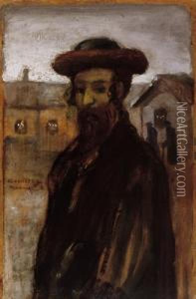 Young Rabbi Oil Painting - Lajos Gulacsy
