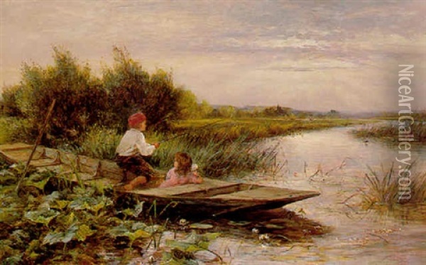 Young Anglers Oil Painting - Charles James Lewis