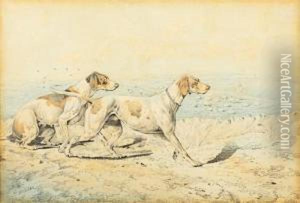 Gun Dogs And Hounds, A Set Of Four Oil Painting - Henry Thomas Alken