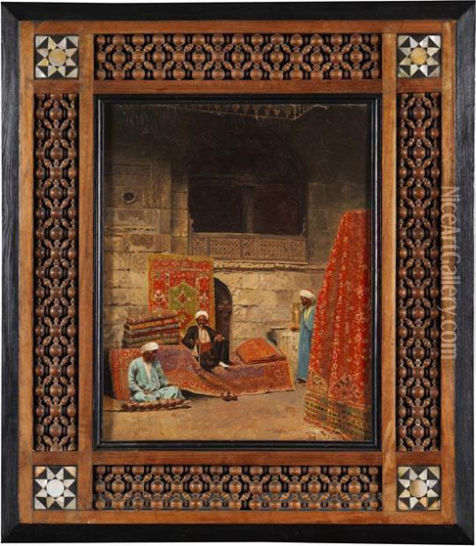 Arabischer Basar Mit Schuh- Und Teppichhandlern Oil Painting - Voitler Billney