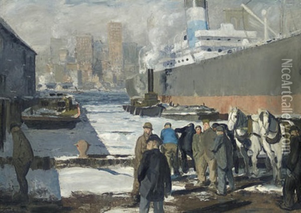 Men Of The Docks Oil Painting - George Bellows