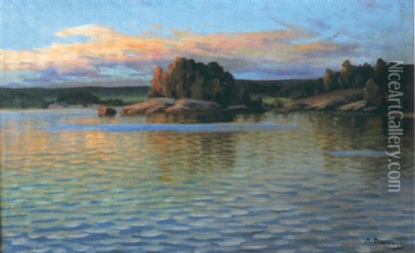 Afton Over Sjon Oil Painting - Mikael Stanowsky