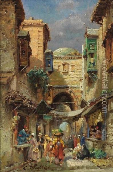 Strasenszene In Kairo Oil Painting - Carl Wuttke