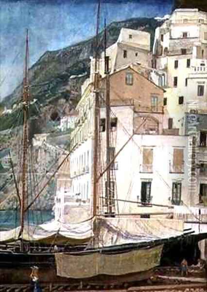 Boats in an Italian Harbour 2 Oil Painting - Walter Crane