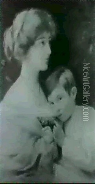 A Portrait Of Marian Harford And Her Son, Stuart Oil Painting - Alexander M. Rossi