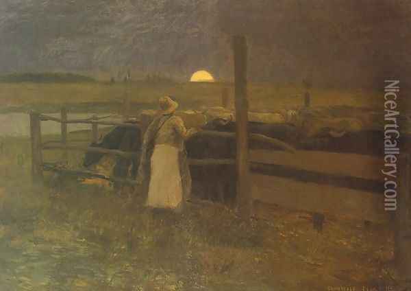 Moon Rise 1897 Oil Painting - Bela Ivanyi Grunwald