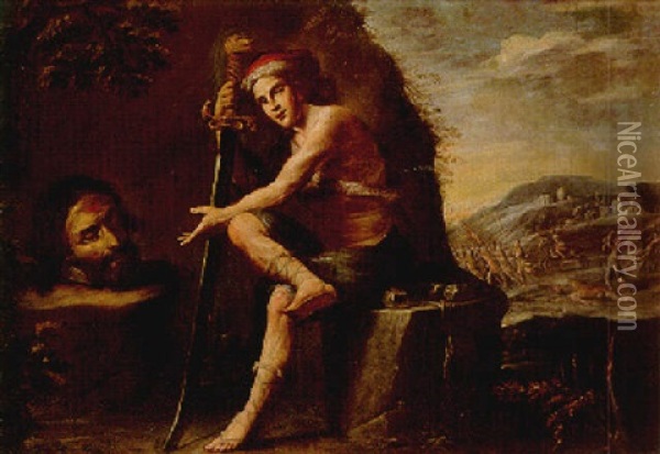 David With The Head Of Goliath Oil Painting - Marc Antonio Franceschini
