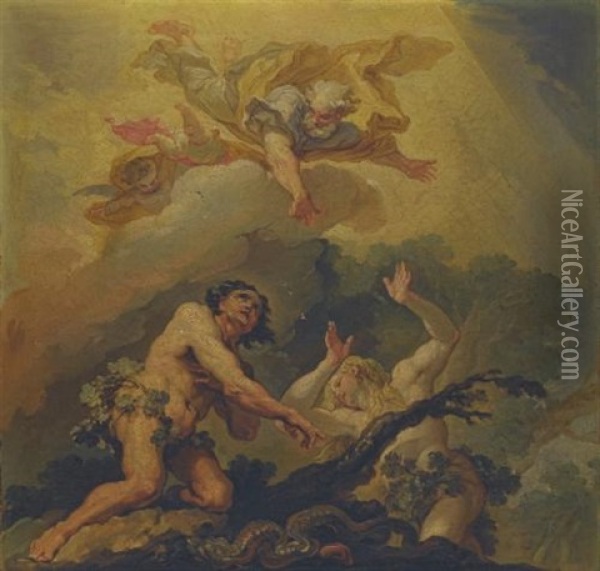 The Expulsion Of Adam And Eve From Paradise (sketch) Oil Painting - Vicente Lopez y Portana
