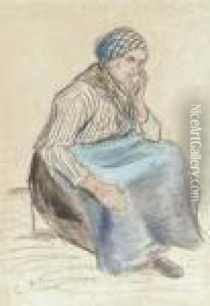 Paysanne Assise Oil Painting - Camille Pissarro