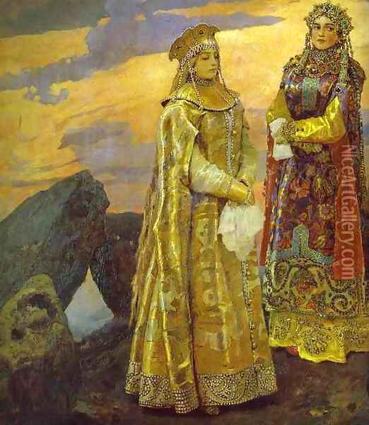 Three Tsarevnas of the Underground Kingdom (detail) Oil Painting - Viktor Vasnetsov