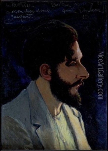 Portrait D'homme De Profil Oil Painting - Leon Pourtau