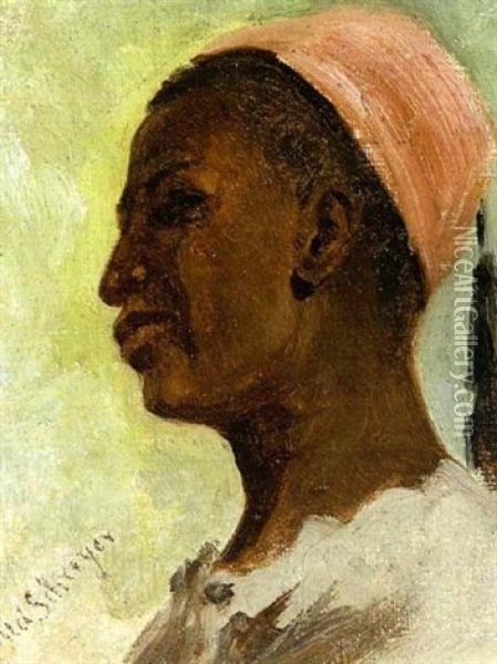 Afrikaner Mit Fez Oil Painting - Adolf Schreyer