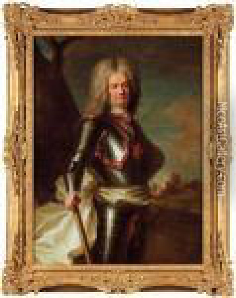 Portrait Of A Knight Of The Royal And Military Order Of St. Louis Oil Painting - Hyacinthe Rigaud