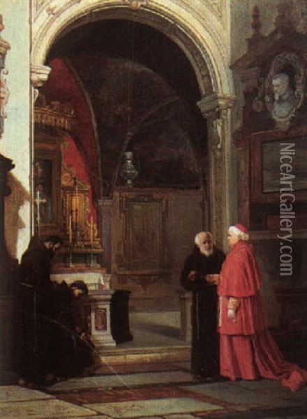 The Cardinal's Visit Oil Painting - Alexander (Aleksandr) Antonovich Rizzoni