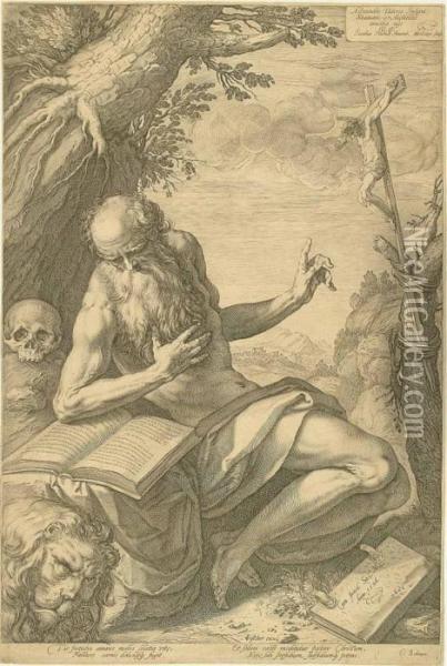 Der Heilige Hieronymus Oil Painting - Hendrick Goltzius