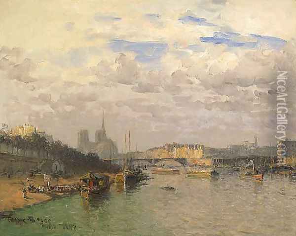 La Seine at Norte Dame Oil Painting - Frank Myers Boggs
