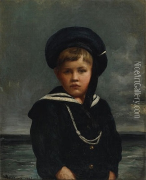Boy In A Sailor Suit Oil Painting - Alfred W. Boisseau
