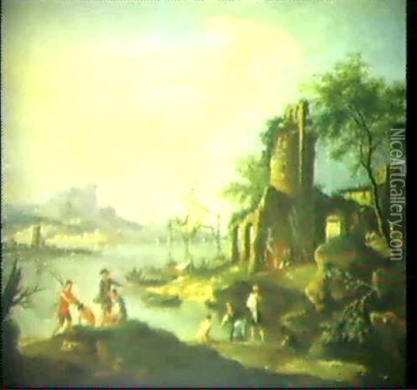 Belebte Kustenlandschaft Oil Painting - Jacob De Heusch
